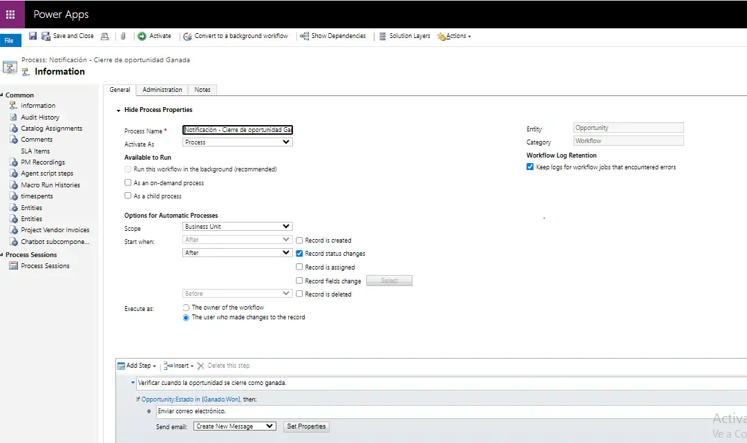 cierre de oportunidad