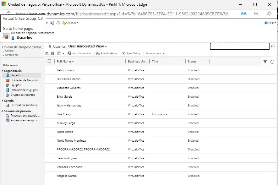 Asignacion de usuarios